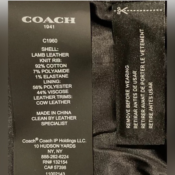 COACH Men’s MA-1 Jacket Lamb Leather Black Bomber Biker Sz S NWT - Picture 10 of 11
